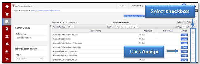 Select a checkbox, then click Assign button