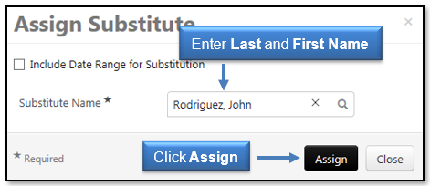 Enter Last and First Name, then click Assign
