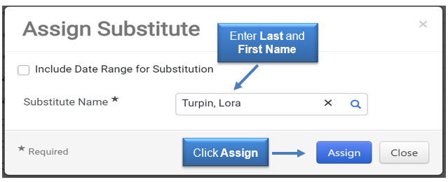 Enter Last and First Name, then click Assign button