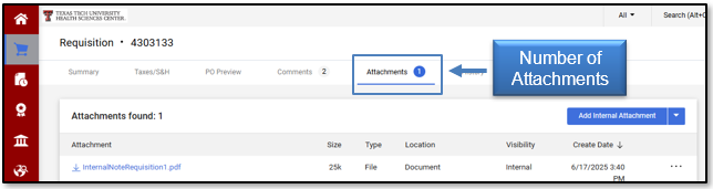 Number of Attachments in Header tabs