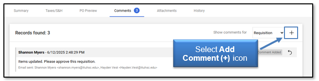 Select Add Comment (plus sign) icon
