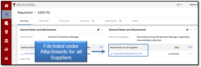 Files listed under Attachments for all Suppliers