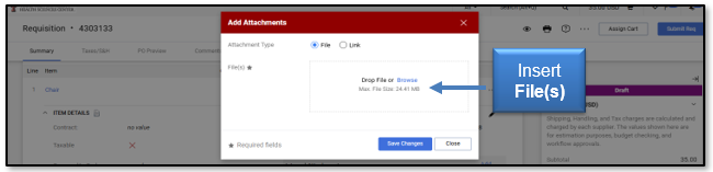 Insert Files under Add Attachments