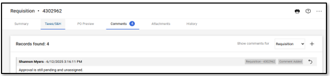 Comments page displayed