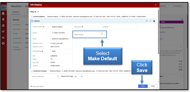 Select Make Default checkbox then click Save button
