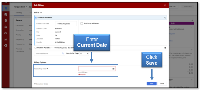 Enter the Current Date, then click Save