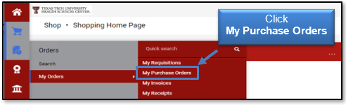 Click My Purchase Orders from the My Orders tab