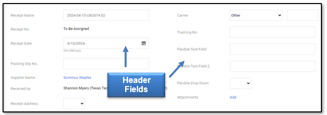 The Header fields are shown