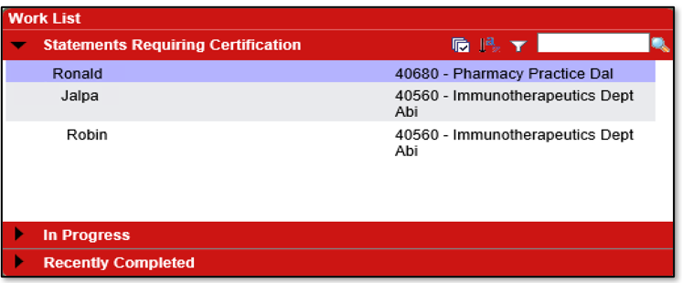 Overall view of the Work List pane
