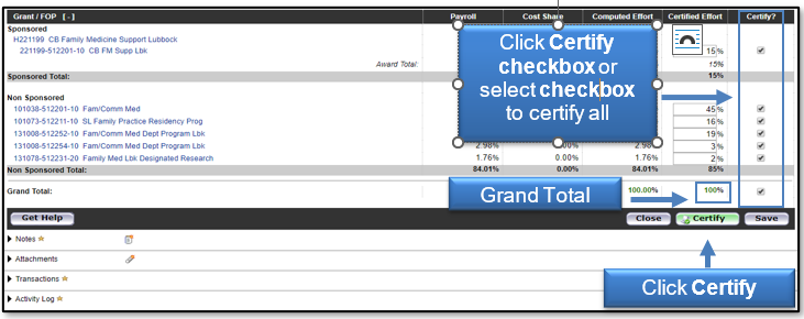 Click a check box next to line under Certify column or select the box to certify all lines; then click the Certify button