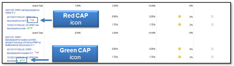 Image to display red CAP icon and green CAP icon
